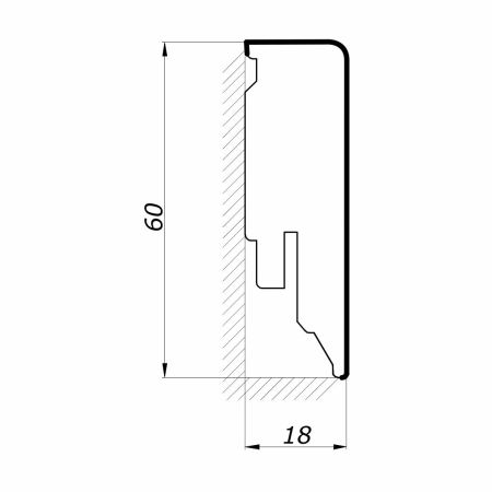 Preview: Silber Matt - Sockelleiste 60mm Bauhaus
