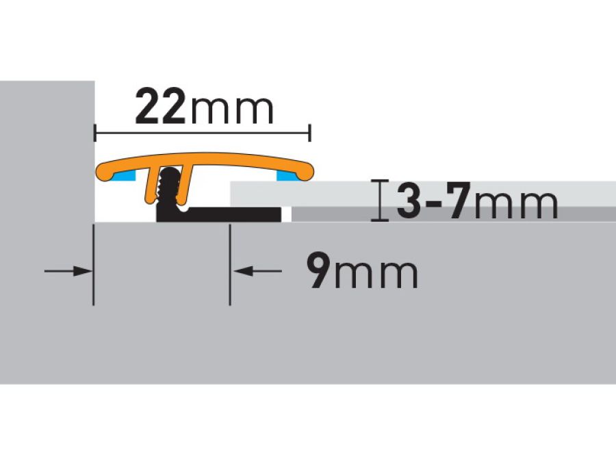 93 cm Übergangsprofil | Clipsystem | Silber gebürstet